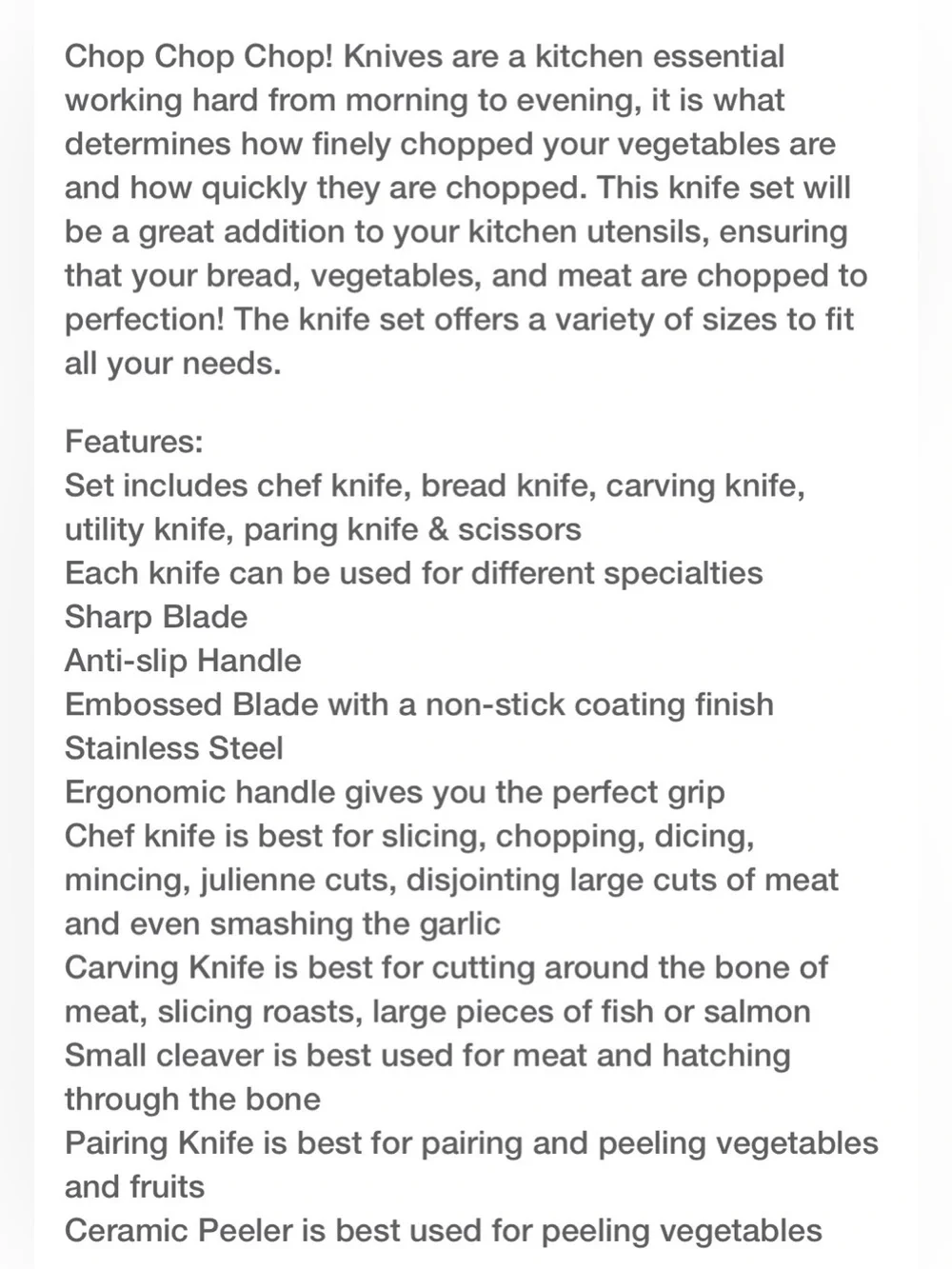 6 Piece Knife Set DianaYouth
